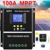 MPPT 60A 80A 100A Solar Charge Controller 12V 24V 36V 48V Auto Controller Solar PV Regulators Battery Charger with LCD Dual USB